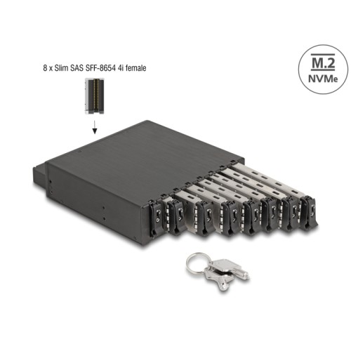 Delock 5.25″ Mobile Rack for 8 x M.2 NVMe SSD with Slim SAS SFF-8654 connector