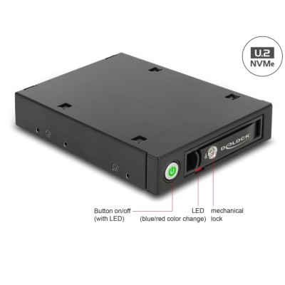 Delock 3.5″ Mobile Rack for 1 x 2.5″ U.2 NVMe SSD or SATA / SAS HDD / SSD