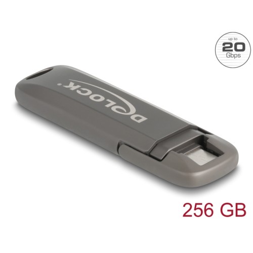 Delock USB 20 Gbps USB-C™ Memory Stick 256 GB, Read Speed: 1980 MB/s - Metal Housing