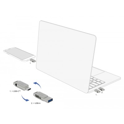 Delock USB 3.2 Gen 1 USB-C™ + Type-A Memory Stick 64 GB - Metal Housing 2