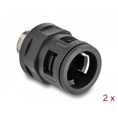 Delock Conduit Fitting with brass external thread M20 black 2 pieces
