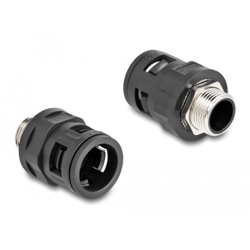 Delock Conduit Fitting with brass external thread M20 black 2 pieces