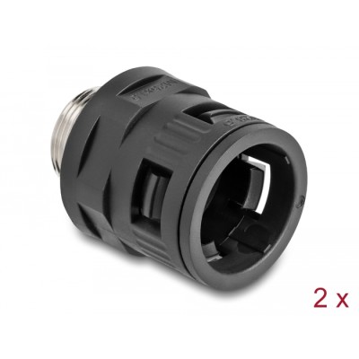 Delock Conduit Fitting with brass external thread M25 black 2 pieces