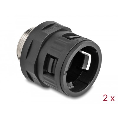 Delock Conduit Fitting with brass external thread M32 black 2 pieces