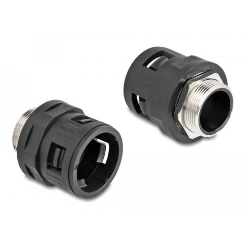 Delock Conduit Fitting with brass external thread M32 black 2 pieces