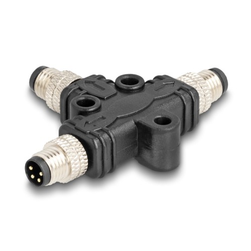 Delock M8 T-Splitter A-coded 4 pin male to 2 x male parallel connection