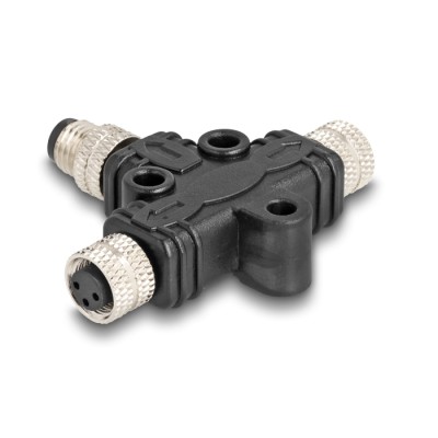 Delock M8 T-Splitter A-coded 3 pin male to 2 x female parallel connection 2