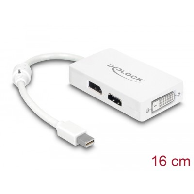 Delock Adapter mini DisplayPort 1.1 male  DisplayPort / HDMI / DVI female Passive white