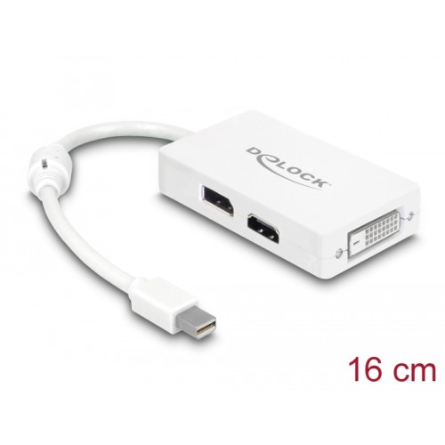 Delock Adapter mini DisplayPort 1.1 male  DisplayPort / HDMI / DVI female Passive white