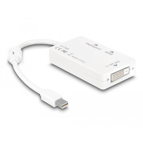 Delock Adapter mini DisplayPort 1.1 male  DisplayPort / HDMI / DVI female Passive white