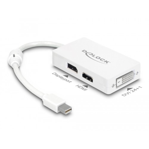 Delock Adapter mini DisplayPort 1.1 male  DisplayPort / HDMI / DVI female Passive white