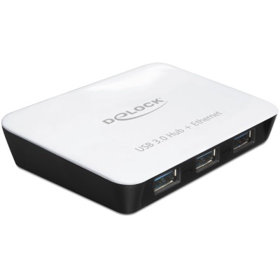 Delock USB 3.0 Hub 3 Port + 1 Port Gigabit LAN 10/100/1000 Mbps