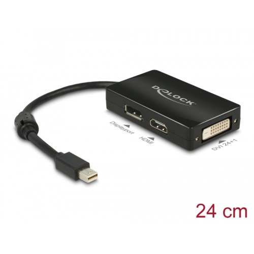 Delock Adapter mini DisplayPort 1.1 male  DisplayPort / HDMI / DVI female Passive black
