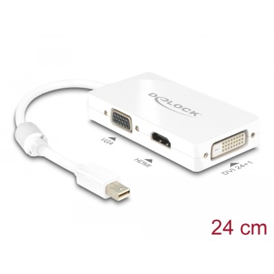 Delock Adapter mini DisplayPort 1.1 male  VGA / HDMI / DVI female Passive white