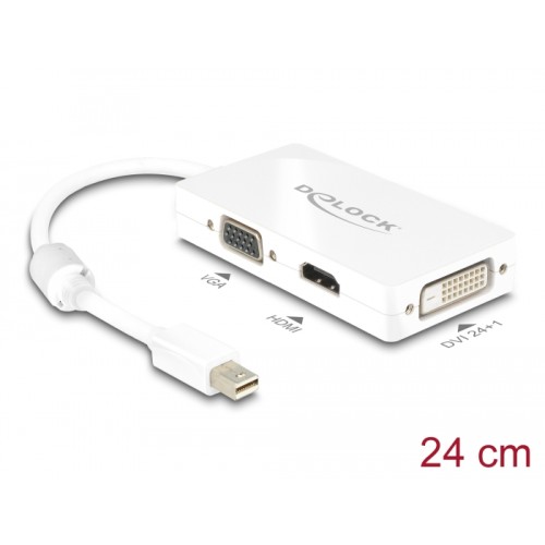 Delock Adapter mini DisplayPort 1.1 male  VGA / HDMI / DVI female Passive white