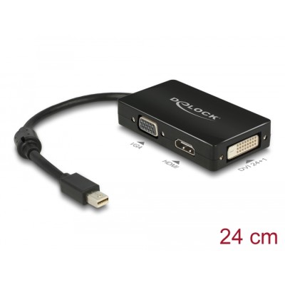 Delock Adapter mini DisplayPort 1.1 male to VGA / HDMI / DVI female Passive black