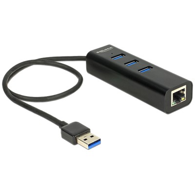 Delock USB 3.0 Hub 3 Port + 1 Port Gigabit LAN 10/100/1000 Mbps