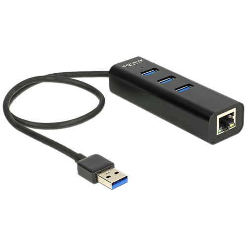 Delock USB 3.0 Hub 3 Port + 1 Port Gigabit LAN 10/100/1000 Mbps