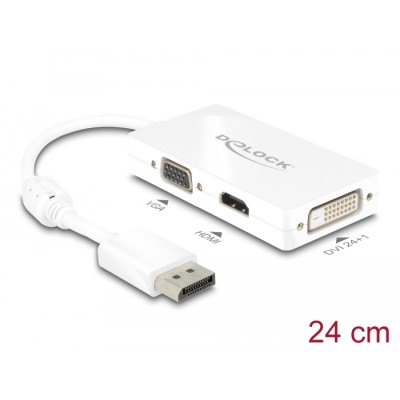 Delock Adapter DisplayPort 1.1 male  VGA / HDMI / DVI female Passive white