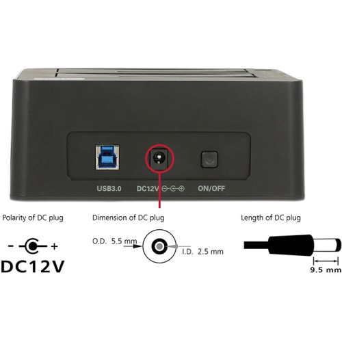 Delock USB 5 Gbps Dual Docking Station for 2 x SATA HDD / SSD with Clone Function