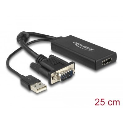 Delock VGA to HDMI Adapter with Audio black