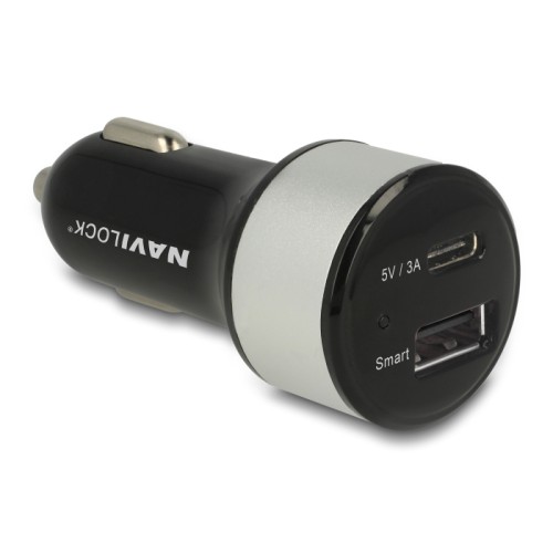 Navilock Car charger 1 x USB Type-C™ + 1 x USB Type-A 25 W