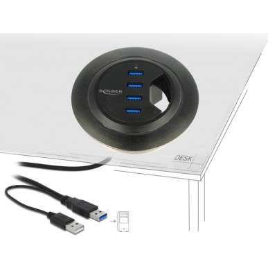 Delock In-Desk Hub 4 Port USB 3.0