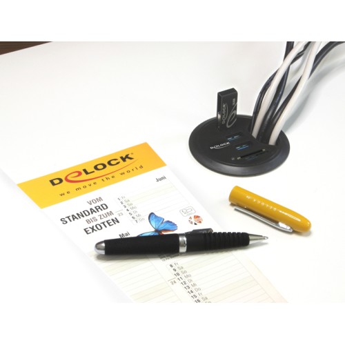 Delock In-Desk Hub 3 Port USB 3.0 + 2 Slot SD Card Reader