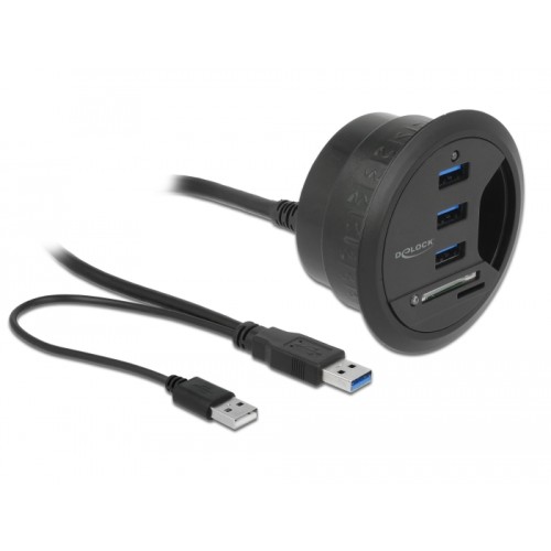 Delock In-Desk Hub 3 Port USB 3.0 + 2 Slot SD Card Reader