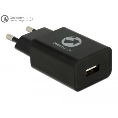 Navilock Charger 1 x USB type A with Qualcomm® Quick Charge™ 3.0 black