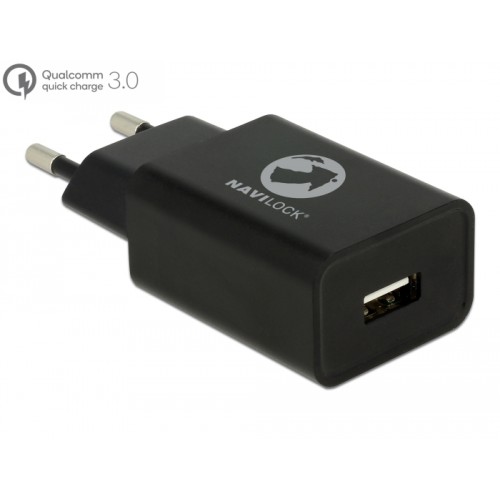 Navilock Charger 1 x USB type A with Qualcomm® Quick Charge™ 3.0 black