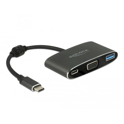Delock Adapter USB Type-C™ male  VGA female (DP Alt Mode) + USB Type-A + USB Type-C™ PD
