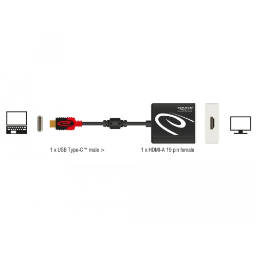 Delock Adapter USB Type-C™ male > HDMI female (DP Alt Mode) 4K 30 Hz