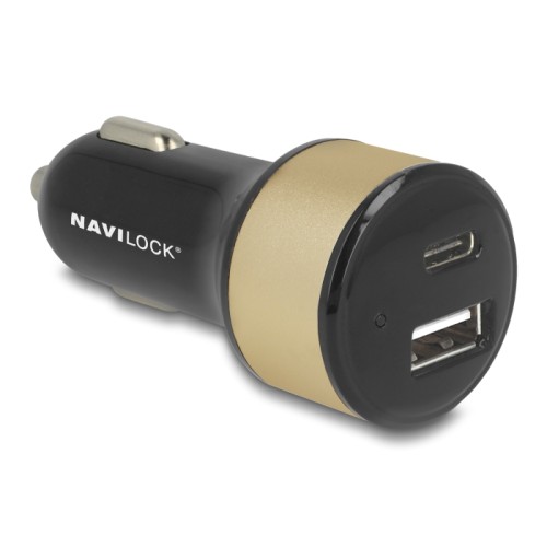 Navilock Car charger 1 x USB Type-C™ + 1 x USB Type-A 32 W