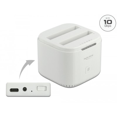 Delock USB Type-C™ 3.2 Docking Station for 2 x 2.5″ SATA HDD / SSD with Clone Function