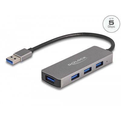 Delock 4 Port USB 3.2 Gen 1 Hub with USB Type-A connector – USB Type-A ports on the side