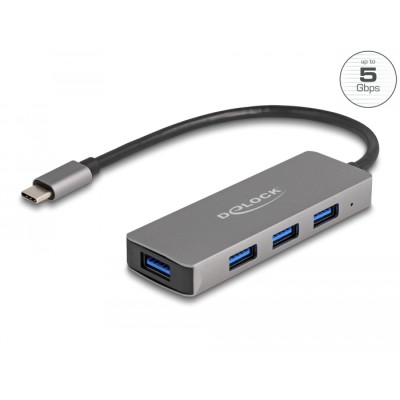 Delock 4 Port USB 3.2 Gen 1 Hub with USB Type-C™ connector – USB Type-A ports on the side