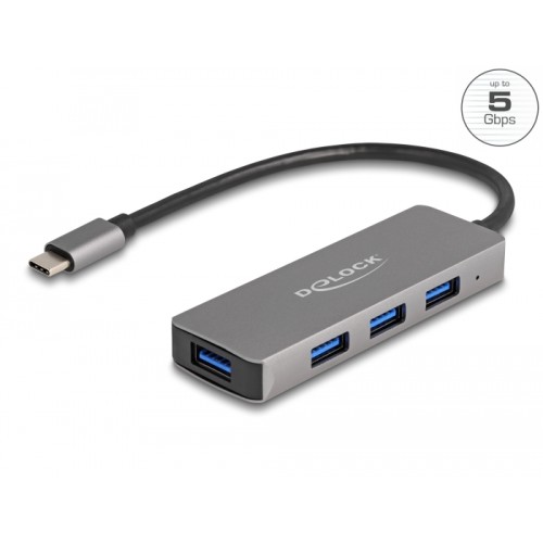 Delock 4 Port USB 3.2 Gen 1 Hub with USB Type-C™ connector – USB Type-A ports on the side