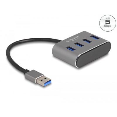 Delock 4 Port USB 3.2 Gen 1 Hub with USB Type-A connector – USB Type-A ports on top
