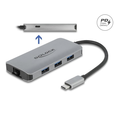 USB 3.2 Gen 1 Hub with 4 Ports and Gigabit LAN and PD