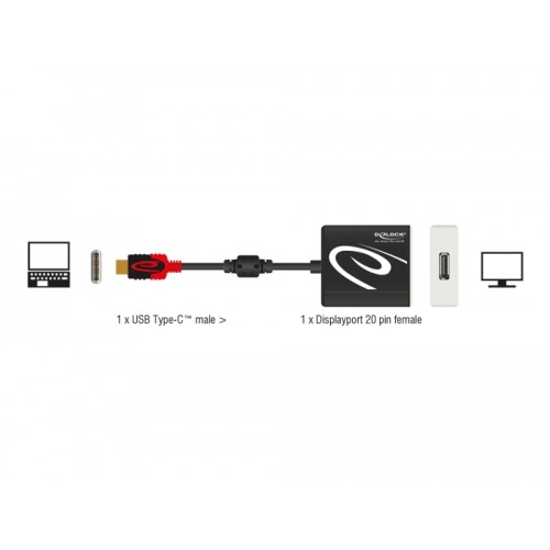 Delock Adapter USB Type-C™ male to DisplayPort female (DP Alt Mode) 8K 30 Hz