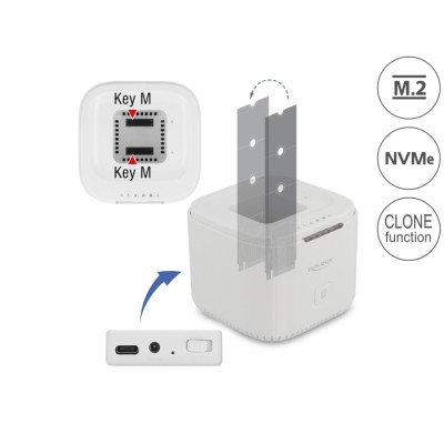 Delock M.2 Docking Station for 2 x M.2 NVMe PCIe SSD with Clone function