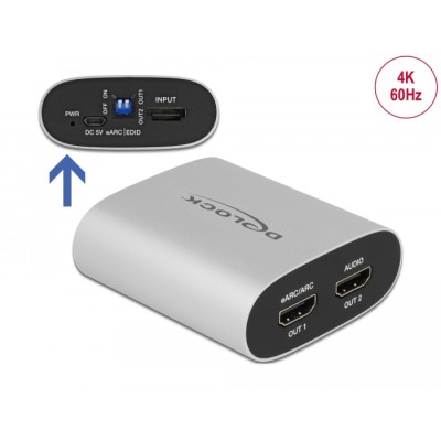 Delock HDMI HD Audio Extractor 4K 60 Hz to HDMI with eARC