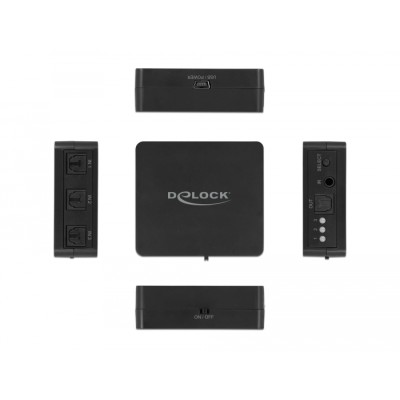 Delock S/PDIF TOSLINK Switch 3 In 1 Out with IR Remote Control and USB Powered 2