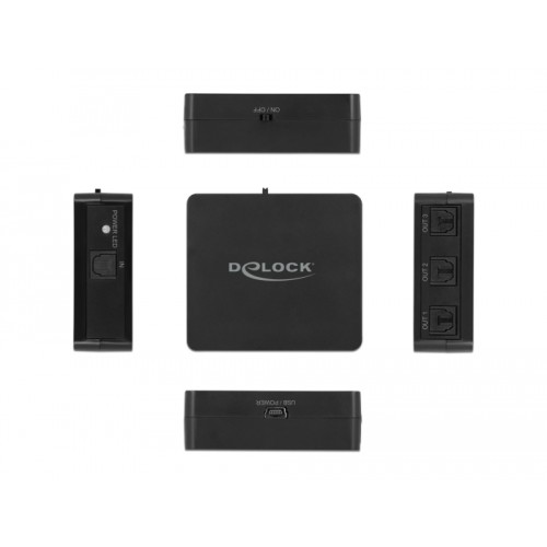 Delock S/PDIF TOSLINK Switch 1 In 3 Out with USB Powered