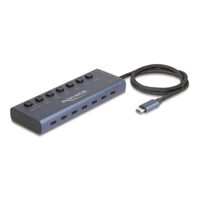 Delock USB 5 Gbps Hub with 7 USB Type-C™ Port with switch thereof 6 x Data Port + 1 x Data and PD 20 Watt 2