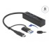 Delock 3 Port USB 3.2 Gen 1 Hub + SD and Micro SD Card Reader with USB Type-C™ or USB Type-A connector