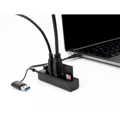 Delock 3 Port USB 3.2 Gen 1 Hub + SD and Micro SD Card Reader with USB Type-C™ or USB Type-A connector 2