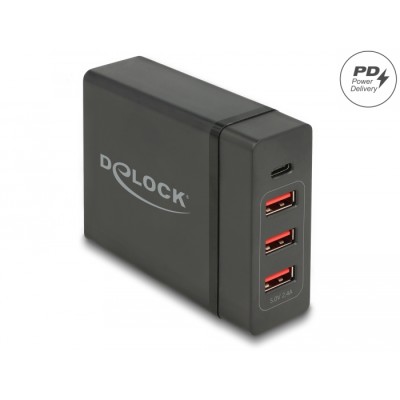 Delock USB Charger 1 x USB Type-C™ PD 3.0 + 3 x USB Type-A 60 W + 12 W