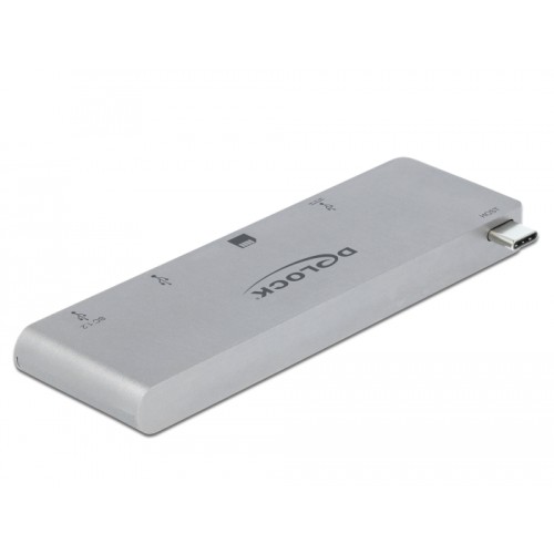 Delock 3 Port Hub and 2 Slot Card Reader for MacBook with PD 3.0 and retractable USB Type-C™ Connection